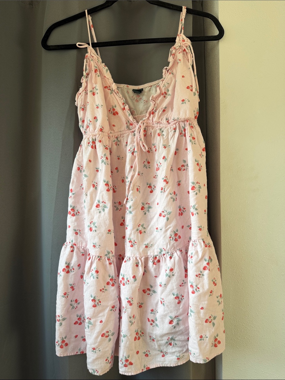 wild fable Pink Strawberry-Print Tiered Mini Dress